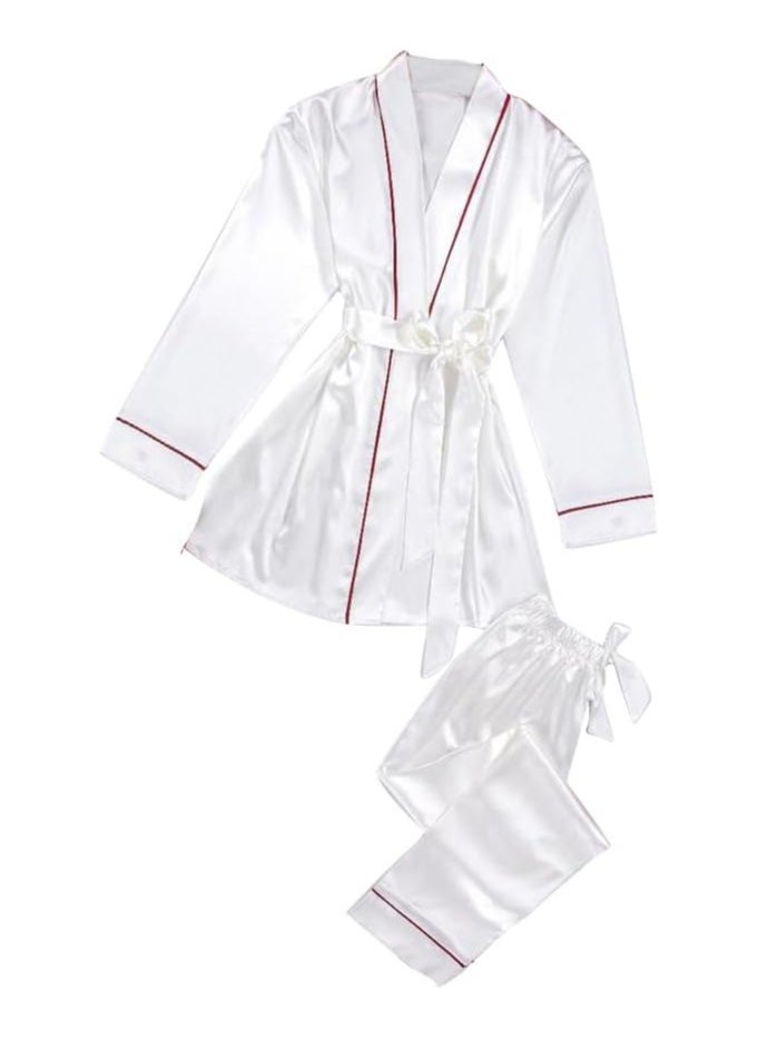 Women's Satin Pajama Sets, 4 Piece of Long and short Sleepwear, Cami Top and Robe. - pzsku/Z75ED60F2ECE1586579F2Z/45/_/1708005575/7d39008f-3f32-4b57-9587-1cd3857a8cc5