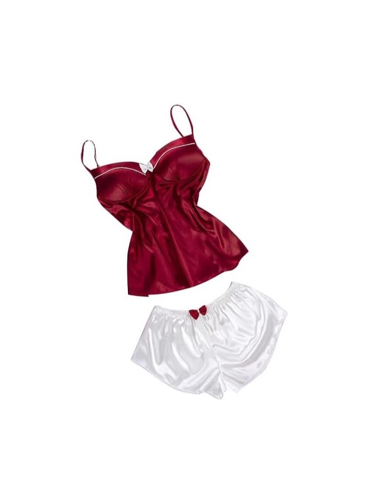 Women's Satin Pajama Sets, 4 Piece of Long and short Sleepwear, Cami Top and Robe. - pzsku/Z75ED60F2ECE1586579F2Z/45/_/1708005585/3a5d0d40-7c5a-485e-af43-3956d3a7b358