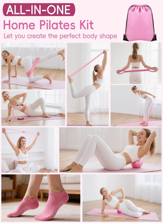 KABCON Pilates Kit for Home, Women Beginners Workout Essentials Set with 13" Ring, 9.8" Ball, Resistance Bands & Guide, 13/14/16 PCS Compact Pilates Equipment - Image 2