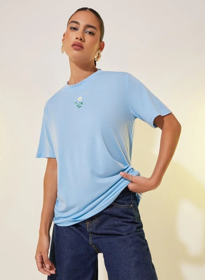 Take Two Embroidered Round Neck T-Shirt