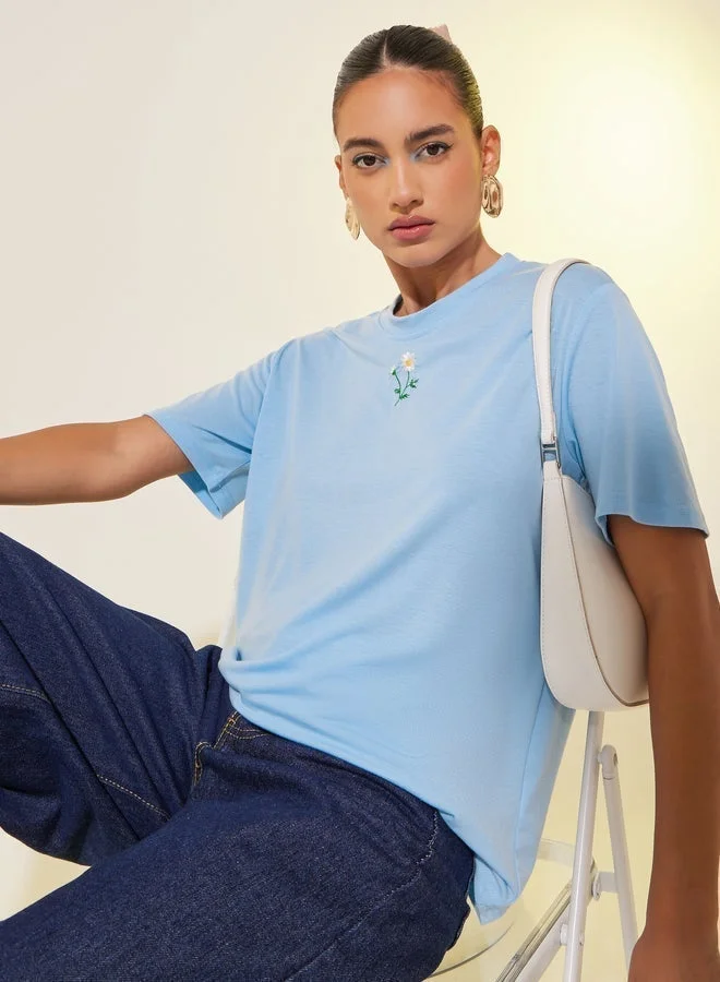 Take Two Embroidered Round Neck T-Shirt