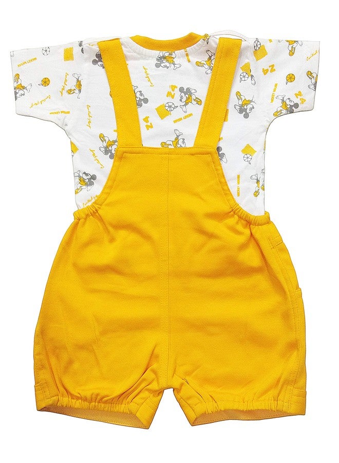 MURLI Cotton Romper Baby Suit Dungaree Jumpsuit Outfits for Newborn Baby Boys & Girls (6-12 Months, Mustard), Printed - Image 2