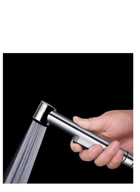 MADE IN GERMANY Toilet Bidet Spray Silver Shattaf with Hose and Hook Set - 1.20m