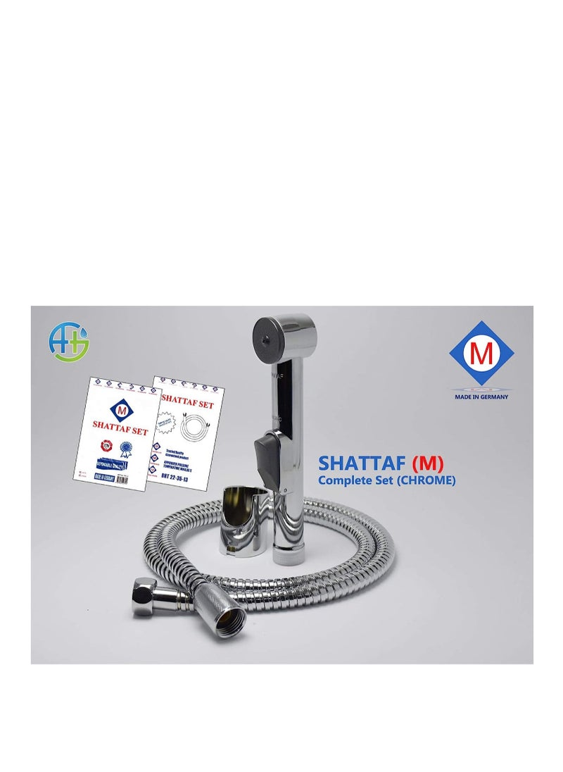 Generic - MADE IN GERMANY Toilet Bidet Spray Silver Shattaf with Hose and Hook Set - 1.20m - Image 1