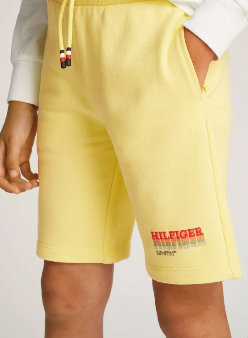 TOMMY HILFIGER Boys' Faded Hilfiger Logo Sweatshorts - Cotton, Yellow