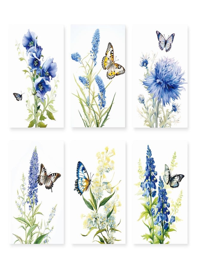 LIIGEMI Set of 6 Vintage Floral Wall Art,Purple and Blue Flower Poster with Butterfly,Plant Artwork Wall Décor Posters for Living Room Bedroom Aesthetic,Wall Pictures Decor (8"x11" Unframed) - Image 1