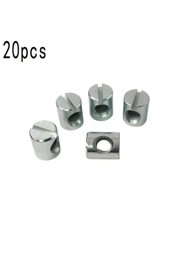 20pcs M6x12mm Barrel Nuts Cross Dowels Slotted Nuts Hardware Replacement Kit For Furniture - Image 2