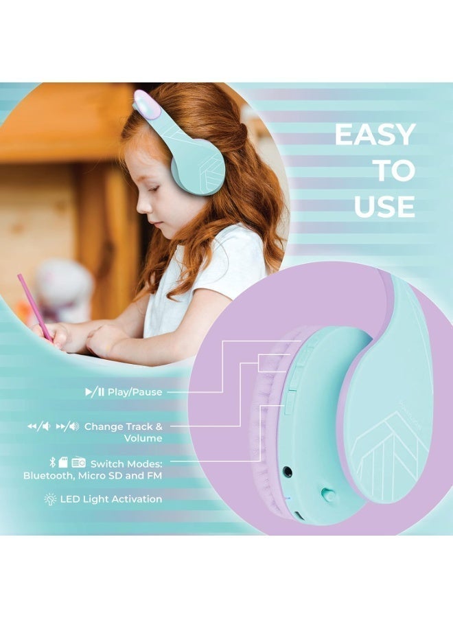PowerLocus Kids Headphones, Bluetooth Headphones for Kids, with 85DB Volume Limited, Foldable Headphones with Microphone, Micro SD Slot, Wireless and Wired Earbuds, with Case - Image 4