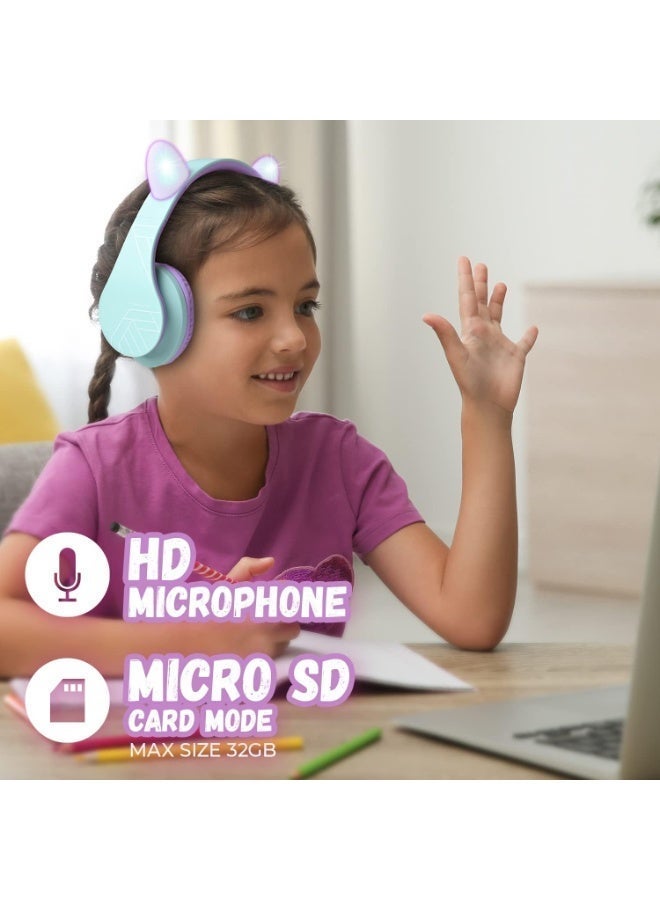 PowerLocus Kids Headphones, Bluetooth Headphones for Kids, with 85DB Volume Limited, Foldable Headphones with Microphone, Micro SD Slot, Wireless and Wired Earbuds, with Case - Image 5