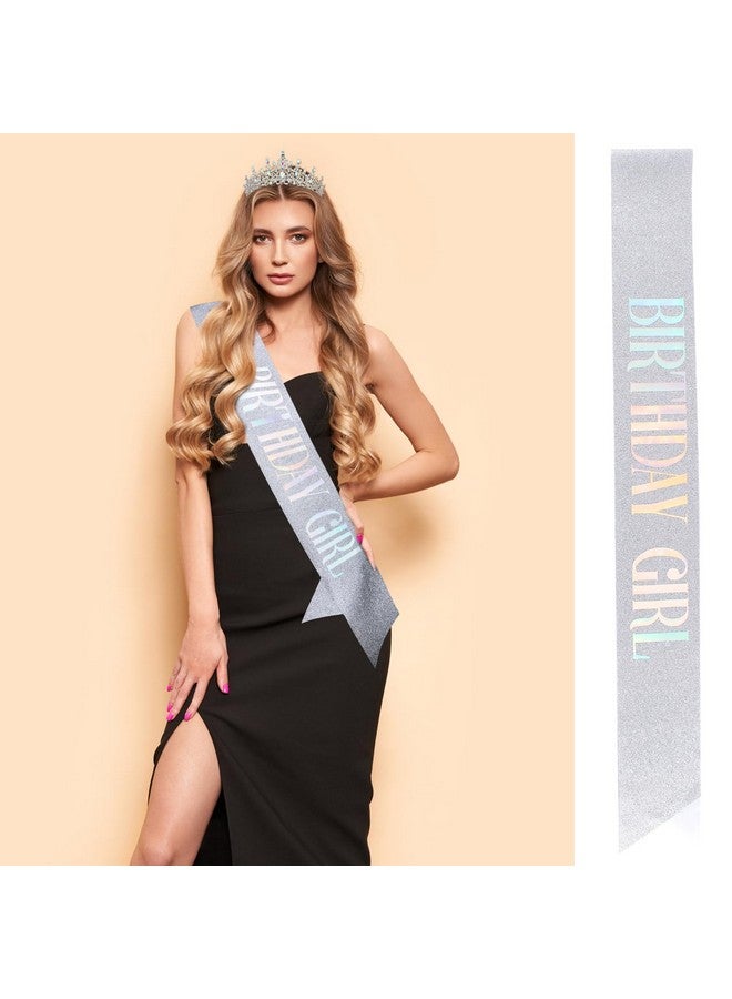 Velscrun Ab Silver Crystal Birthday Tiara Crowns For Women Girls Princess Crown With Combs Birthday Girl Headband Sash Happy Birthday Party Decorations Birthday Gift Cake Topper Hair Accessories - Image 3