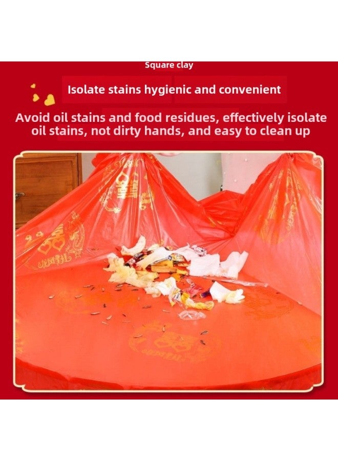 Thickened Wedding Disposable Festive Red Tablecloth Tablecloth Tablecloth Wedding Character Wedding Banquet Festive Banquet Wedding Round Table Plastic-Color:Two Packs (20 Photos)-Specifications:Thickened Yuanjin Shou 2m * 2m - Image 4