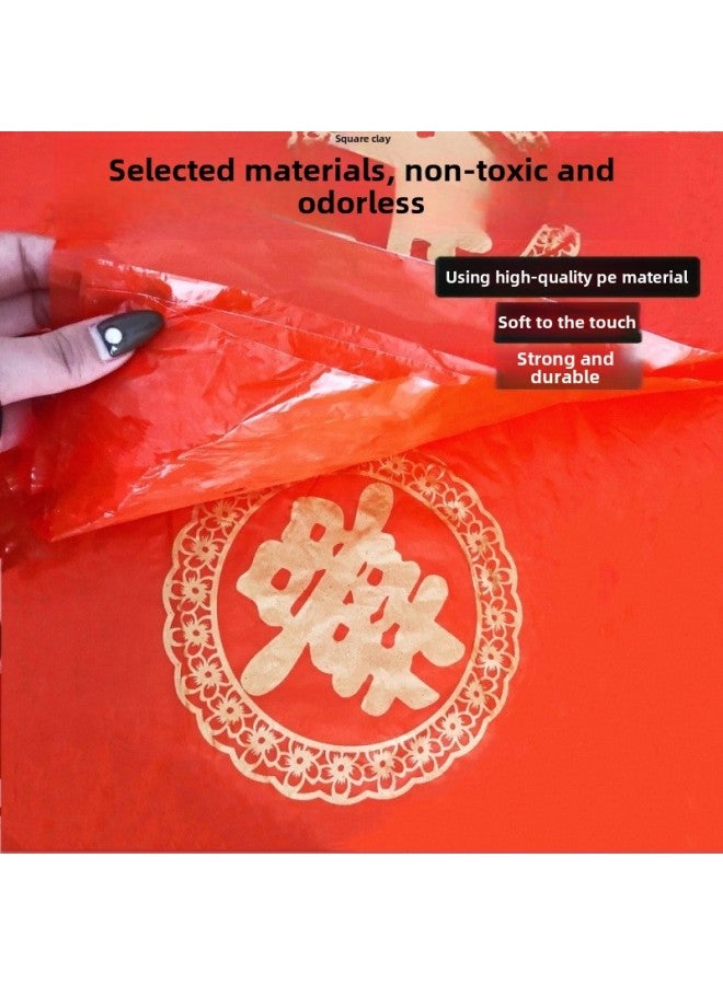 Thickened Wedding Disposable Festive Red Tablecloth Tablecloth Tablecloth Wedding Character Wedding Banquet Festive Banquet Wedding Round Table Plastic-Color:Two Packs (20 Photos)-Specifications:Thickened Yuanjin Shou 2m * 2m - Image 5
