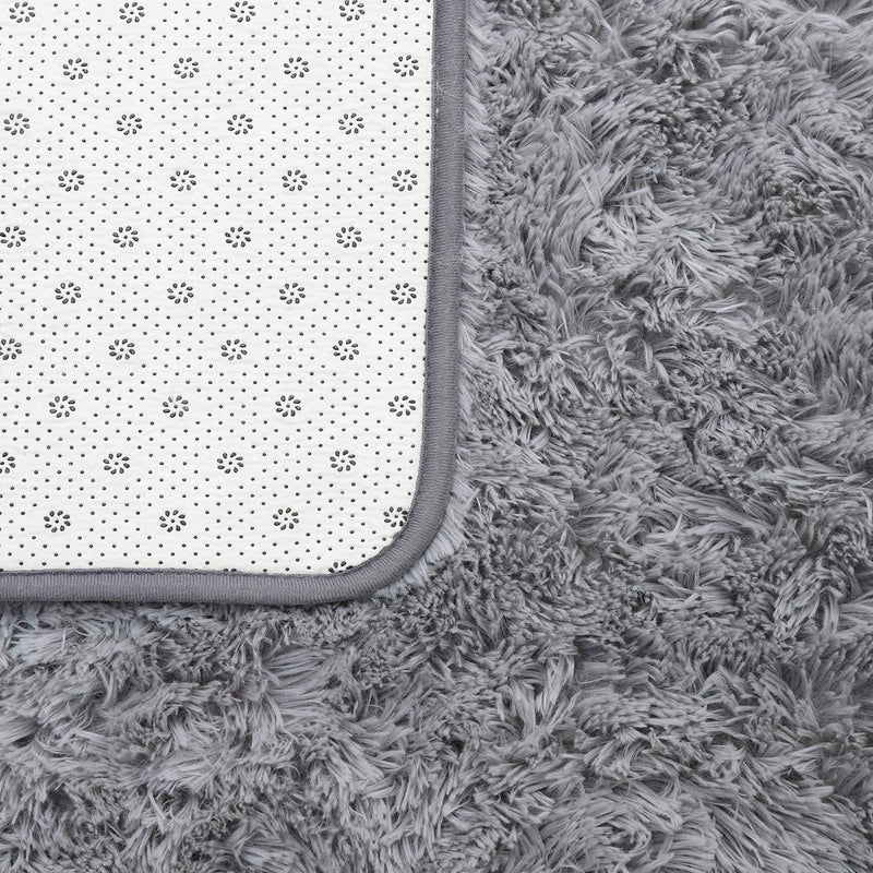 ISEAU Fluffy Runner Rug for Dorm, College, Apartment, Bedroom Plush Area Rugs, Shag Carpet with Rubber Backing Non Slip, Comfy Nursery Mat Bedside Rug for Kids Boys Room Home Decor, 2ft x 6ft, Grey - Image 3