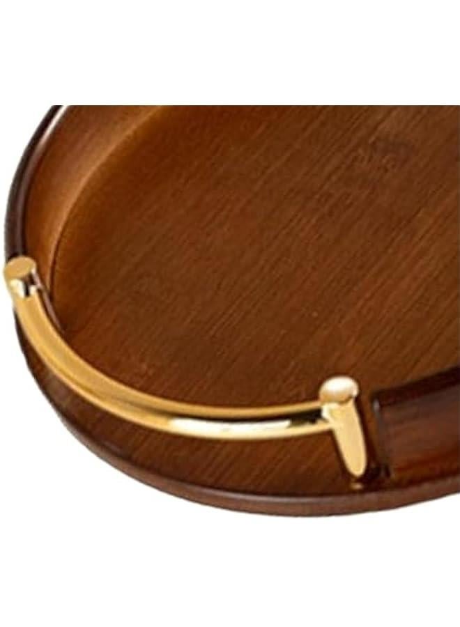 Fenteer Serving Tray with Handles Jewelry Trinket Tray Round Platter Ottoman Tray Food Tray Decorative Tray for Bathroom Living Room, 25x25x4.5cm - Image 4