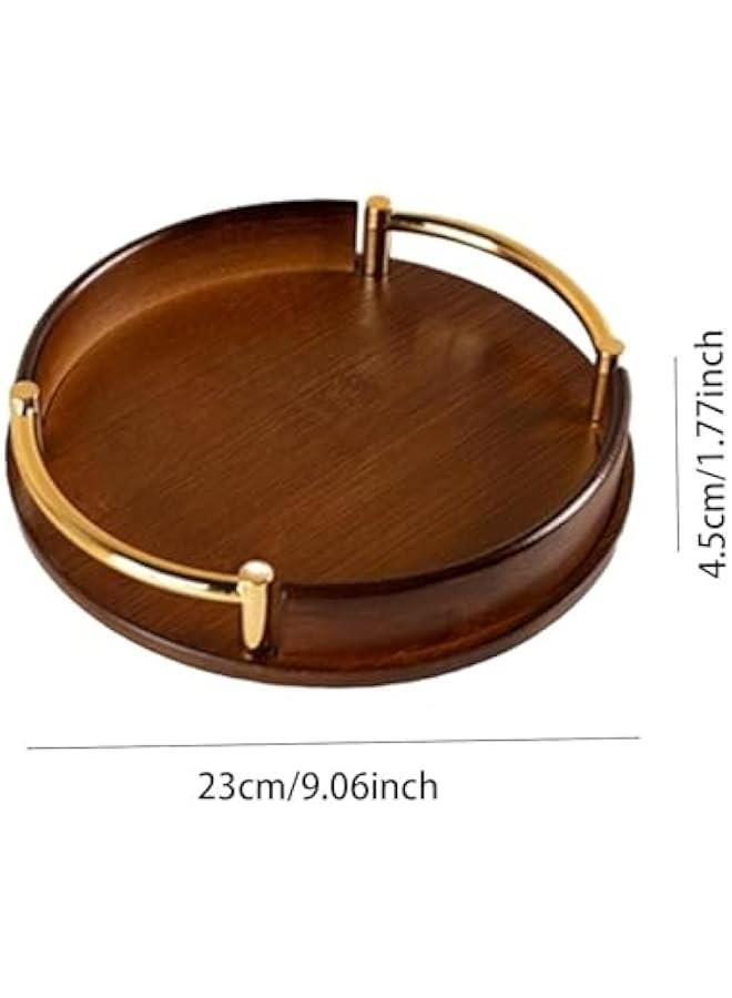 Fenteer Serving Tray with Handles Jewelry Trinket Tray Round Platter Ottoman Tray Food Tray Decorative Tray for Bathroom Living Room, 25x25x4.5cm - Image 5