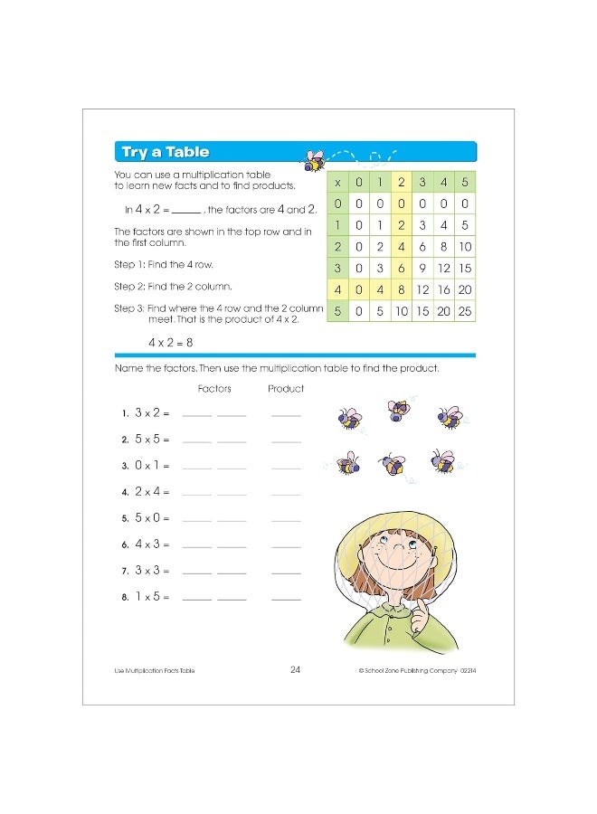 School Zone - Multiplication Facts Made Easy Workbook - 64 Pages, Ages 8 to 10, 3rd Grade, 4th Grade, Skip Counting, Pairing, Word Problems, Arrays, ... Workbook Series) (Deluxe Edition 64-Page) - Image 4