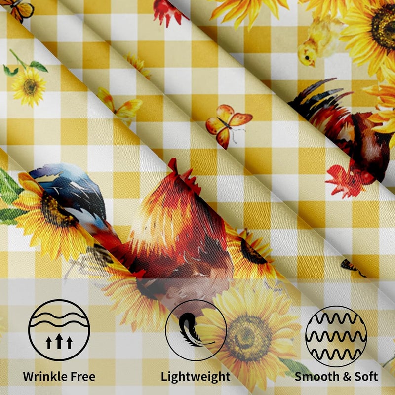 Granbey Rooster Round Tablecloth 60 Inch  Sunflower Chicken Table Cloth Farmhouse Animal Tablecloth Floral Butterfly Buffalo Plaid Table Cover for Kitchen Dining Indoor Outdoor - Image 3