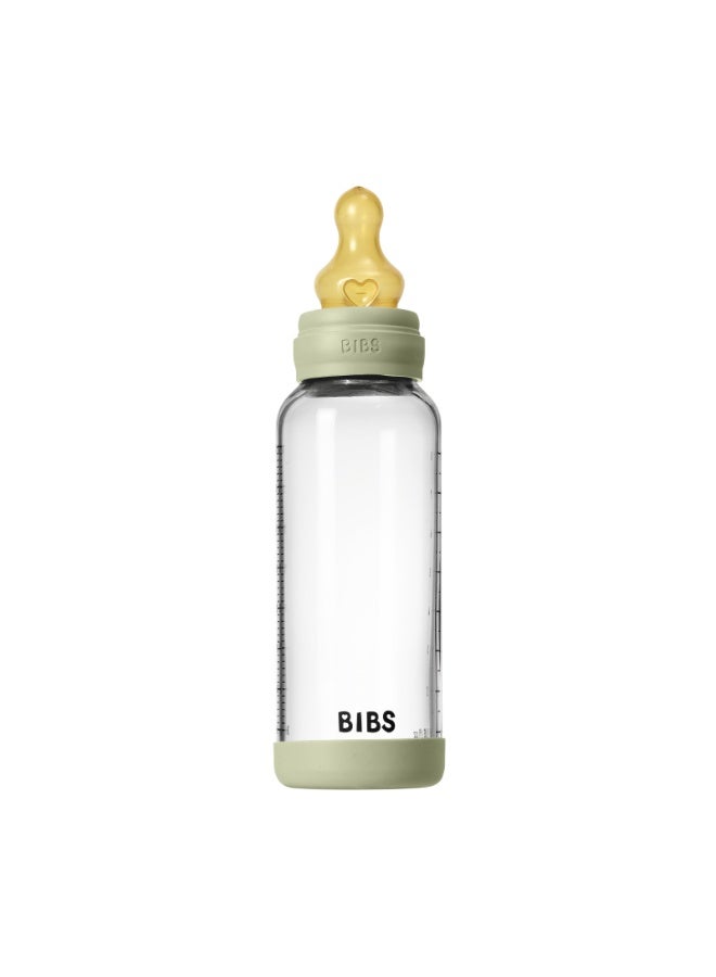 BIBS Glass Baby Bottle Round Latex 1 pack 240 ml Medium Flow Sage - Image 3