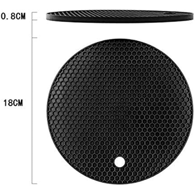 SYOSI Silicone Heat Resistant Pot Holders And Trivets Set  4 MultiPurpose Kitchen Pads For Hot Dishes Jar Opener Spoon Holder And Oven Mitts  Black Color - Image 3