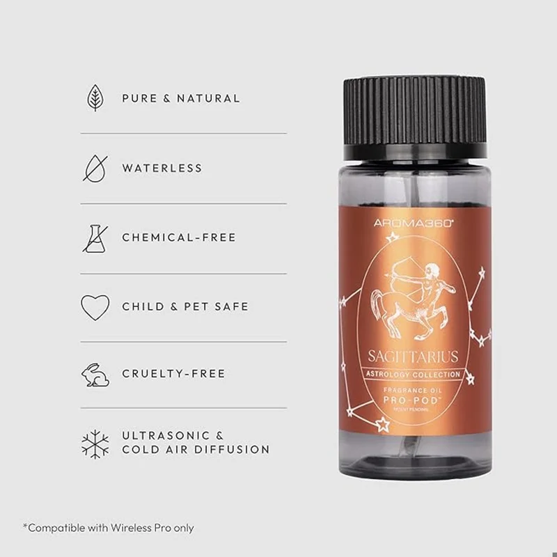 Aroma360  Sagittarius Pro-Pod Oil Blend - Astrology Inspired for Luxury Essential Oil Diffusers - Aromatherapy Scent Diffuser Oil - Rhum, Clove, and Moss  - 50 mL, 1.7 fl oz  | Best Price UAE