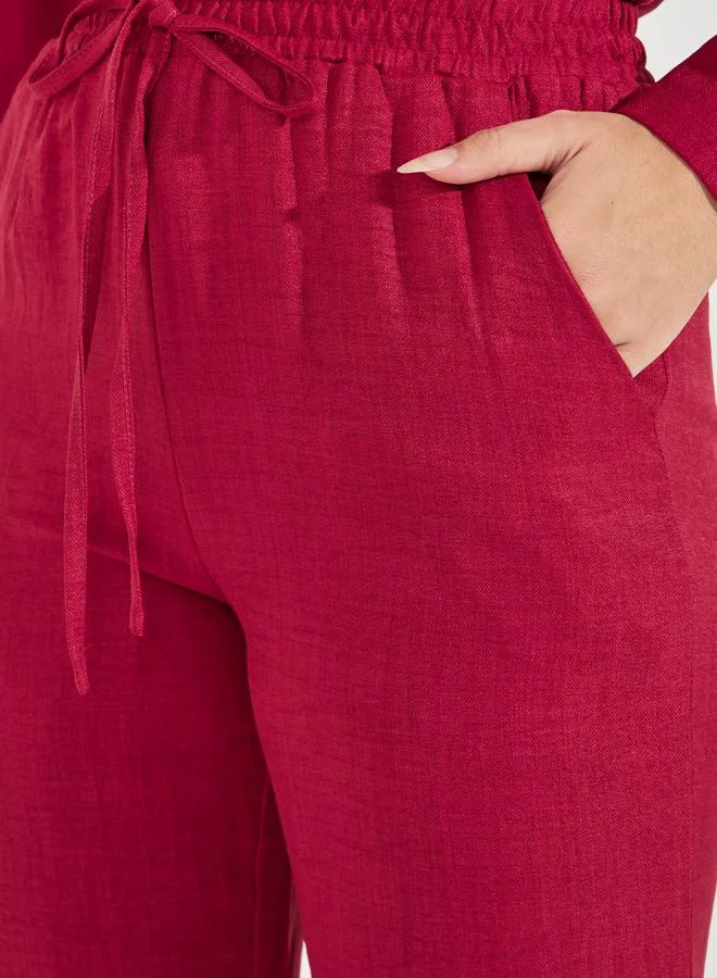 Styli Wide Leg Full Length Linen Look Pants
