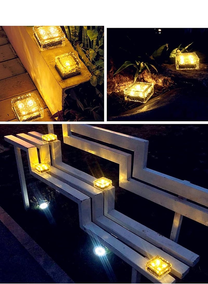 Dubkart Solar Brick Light Outdoor,Solar Ice Cube Decoration Pathway Light,for Garden Patio Yard BBQ Camping or Party ,4 Packs Warm Light - Image 2