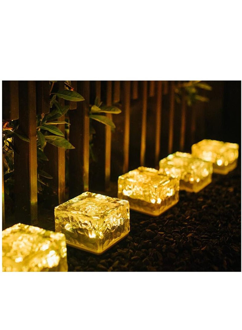 Dubkart Solar Brick Light Outdoor,Solar Ice Cube Decoration Pathway Light,for Garden Patio Yard BBQ Camping or Party ,4 Packs Warm Light - Image 1