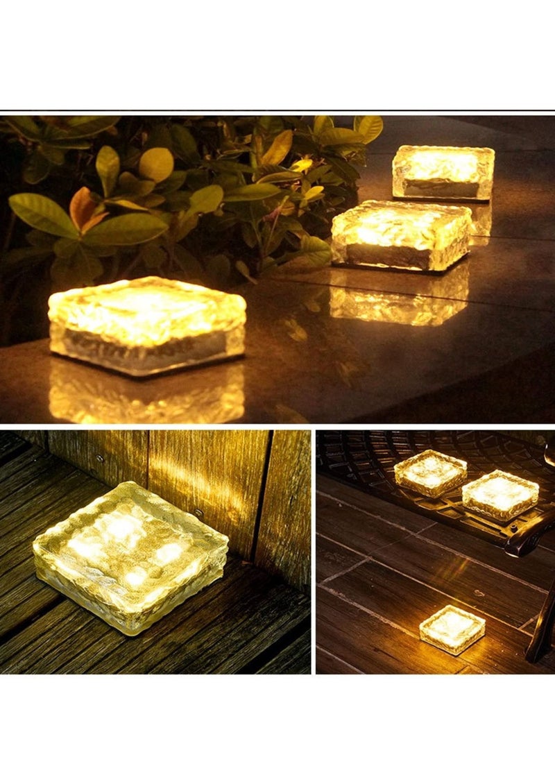 Dubkart Solar Brick Light Outdoor,Solar Ice Cube Decoration Pathway Light,for Garden Patio Yard BBQ Camping or Party ,4 Packs Warm Light - Image 3