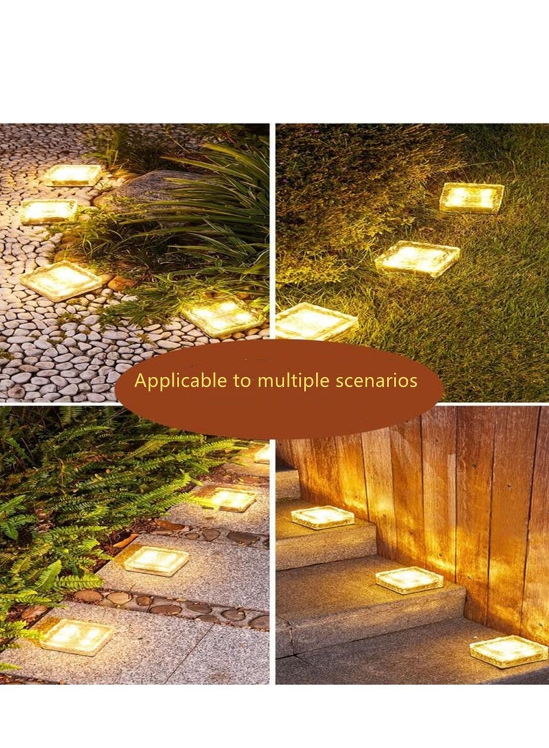 Dubkart Solar Brick Light Outdoor,Solar Ice Cube Decoration Pathway Light,for Garden Patio Yard BBQ Camping or Party ,4 Packs Warm Light - Image 4