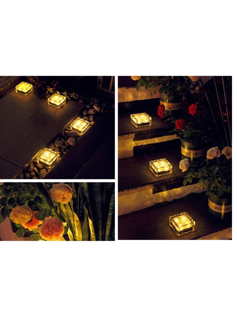 Dubkart Solar Brick Light Outdoor,Solar Ice Cube Decoration Pathway Light,for Garden Patio Yard BBQ Camping or Party ,4 Packs Warm Light - Image 5