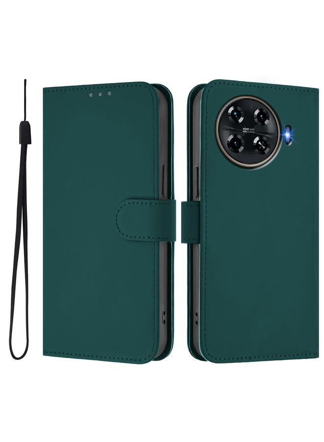 erorex Case For Tecno Spark 20 Pro+ 4G Skin Feel Solid Color Leather Phone Case with Lanyard - Image 2