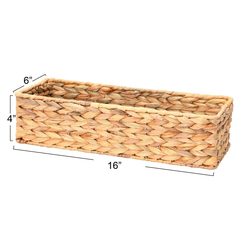 Household Essentials Water Hyacinth Rectangular Storage Basket, Natural - Image 2