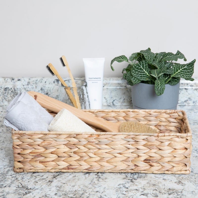 Household Essentials Water Hyacinth Rectangular Storage Basket, Natural - Image 4