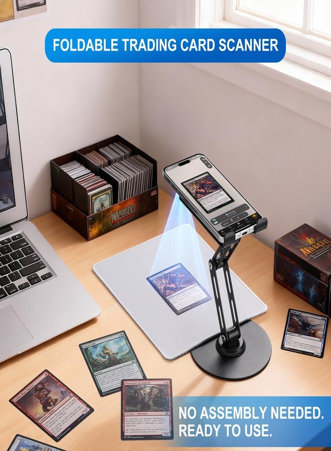 WhelvePoo Foldable MTG Trading Card Scanner Stand, Includes 100 Card Sleeves & Scanning Pad, Carbon Steel Phone Holder, TCG accessories, Available for ManaBox - Image 2