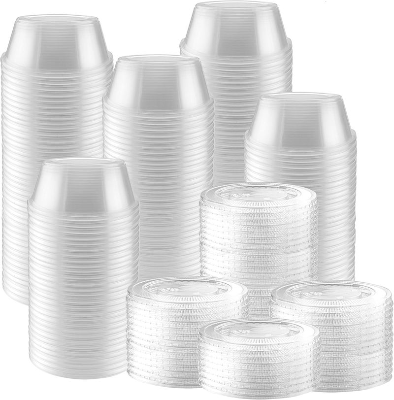 NYHI 100-Pack Of 2 Ounce Clear Plastic Jello Shot Cup Containers With Snap On Leak-Proof Lids -Jello Shooter Shot Cups -Compact Food Storage For Portion Control, 2 Oz,Sauces, Liquid, Dips - Image 1