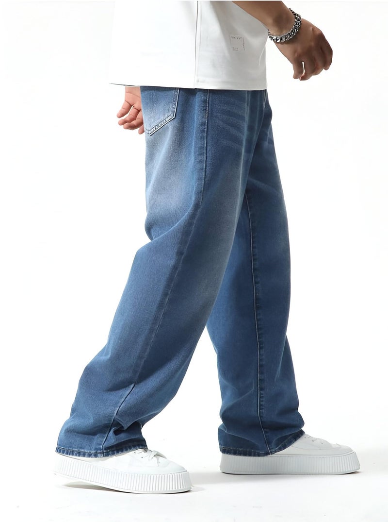Ben Martin Light Blue Men Jeans || Baggy Fit Jean's for Man || Loose Fit High Rise Denim || Stretchable Casual Wear Jean,s || Dance Rap Rapping Style Pant for Men || Denim Cotton Jeans 38 (1) - Image 5