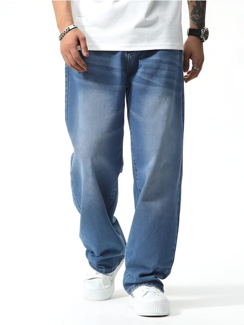Ben Martin Light Blue Men Jeans || Baggy Fit Jean's for Man || Loose Fit High Rise Denim || Stretchable Casual Wear Jean,s || Dance Rap Rapping Style Pant for Men || Denim Cotton Jeans 38 (1) - Image 2