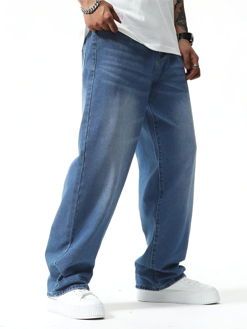 Ben Martin Light Blue Men Jeans || Baggy Fit Jean's for Man || Loose Fit High Rise Denim || Stretchable Casual Wear Jean,s || Dance Rap Rapping Style Pant for Men || Denim Cotton Jeans 38 (1) - Image 1