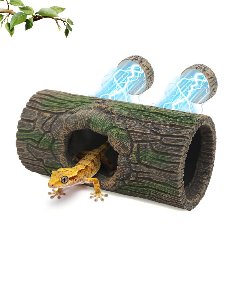 REPTITRIP Magnetic Crested Gecko Hide - Resin Hollow Log Cave, Reptile Hide Cave, Reptile & Amphibian Habitat Hideouts, Aquariums & Terrariums Decor - Image 1