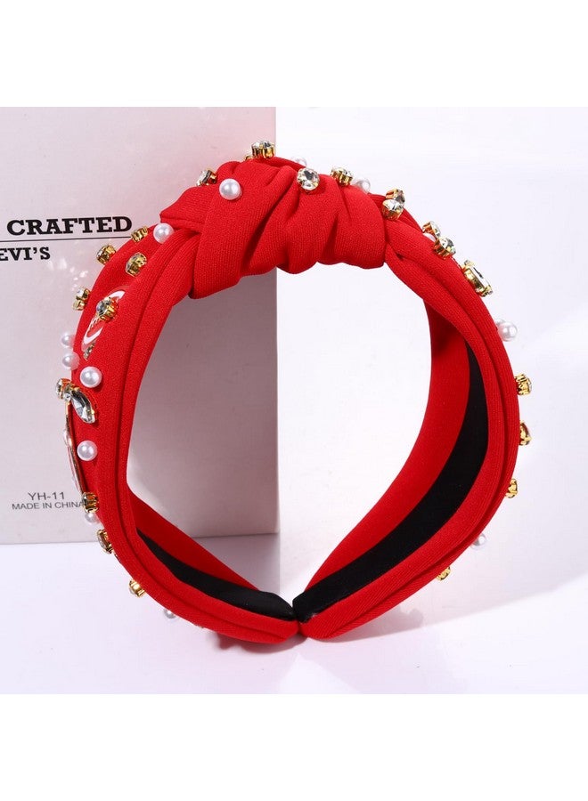 MOLOCH Football Headband For Women Game Day Hair Accessories Football Charm Hairband Sports Crystal Pearl Knotted Headband Game Day Fan Gifts - Image 2