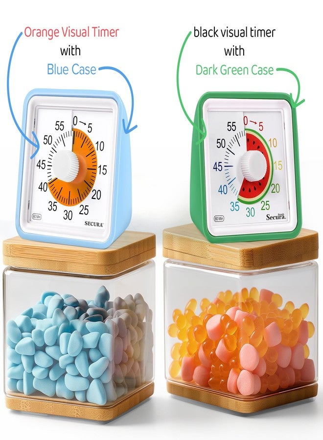 Secura 60-Minute Visual Timer Protective Cases, for TM021 Visual Timer, Anti-Fall Silicone Case (2-Pack) (Blue & Dark Green) - Image 4