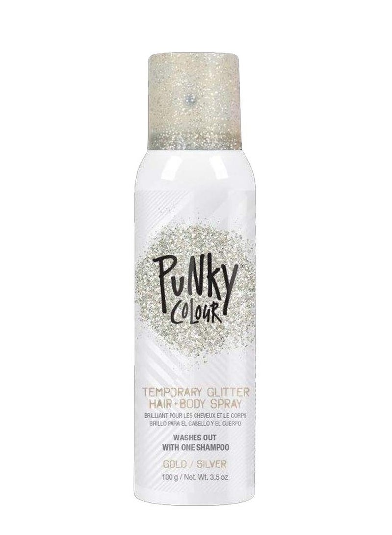 Jerome Russell Punky Temporary Hair and Body Glitter Spray, Gold/Silver â€“ Glitters Hairspray, Adds Shimmery Glow, Hair Glitter for Kids, Women, Men 3.5 oz - Image 1