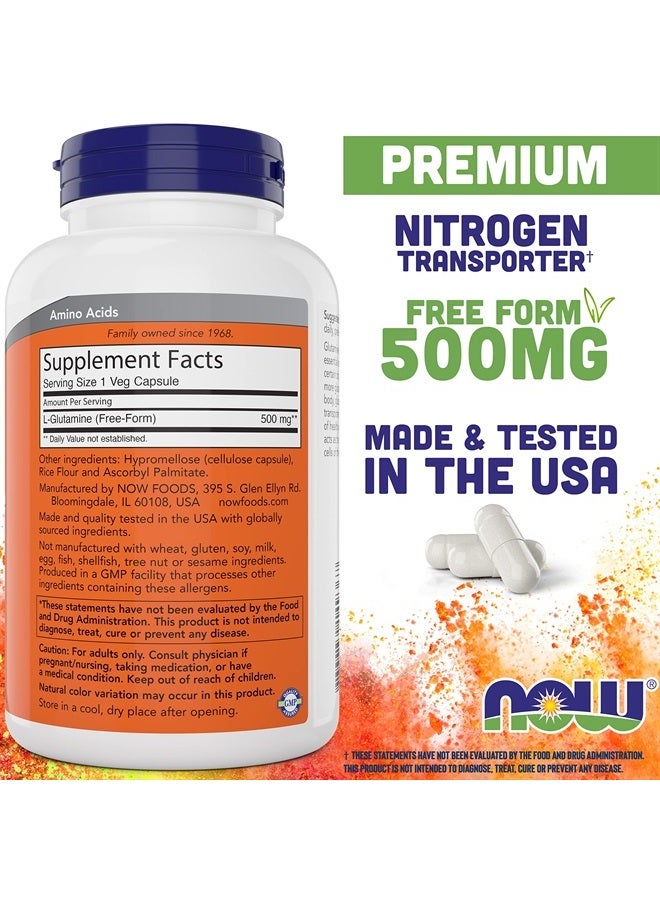 now L-Glutamine 500mg 300 Veg Capsules (Pack of 2) - Non-GMO Supplement - Vegan Lglutamine 500 mg Caps - Image 2