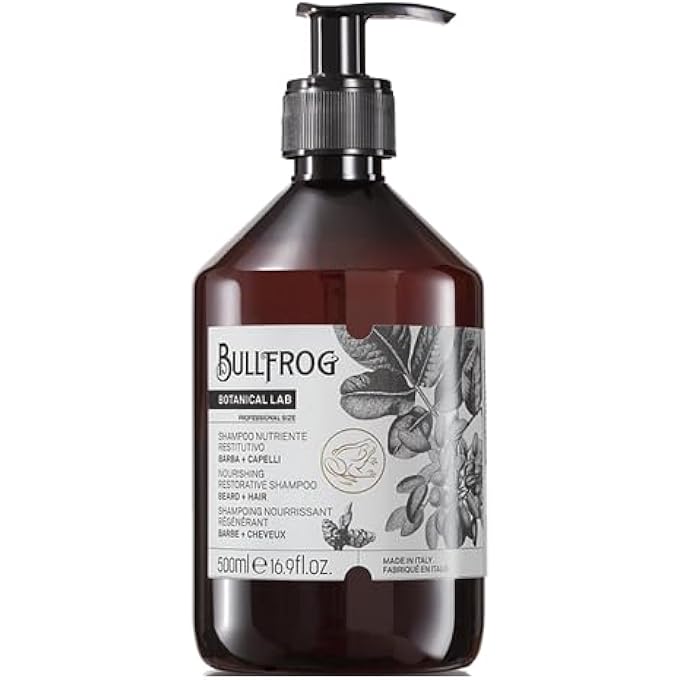 BullFrog RESTORATIVE NOURISHING SHAMPOO FOR HAIR AND BEARD - SOOTHING AND REVITALIZING PROPERTIES - SWEET AND GREEDY NOTES - MADE IN ITALY - 500 ML - Image 2