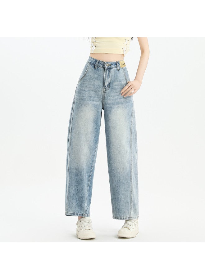 EPTISON Versatile Comfort Curve Jeans For Women - 2025 Summer Retro High-waisted Loose Fit Slimming Cropped Wide-leg Pants - Image 3