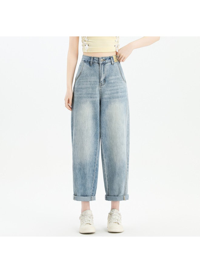 EPTISON Versatile Comfort Curve Jeans For Women - 2025 Summer Retro High-waisted Loose Fit Slimming Cropped Wide-leg Pants - Image 4