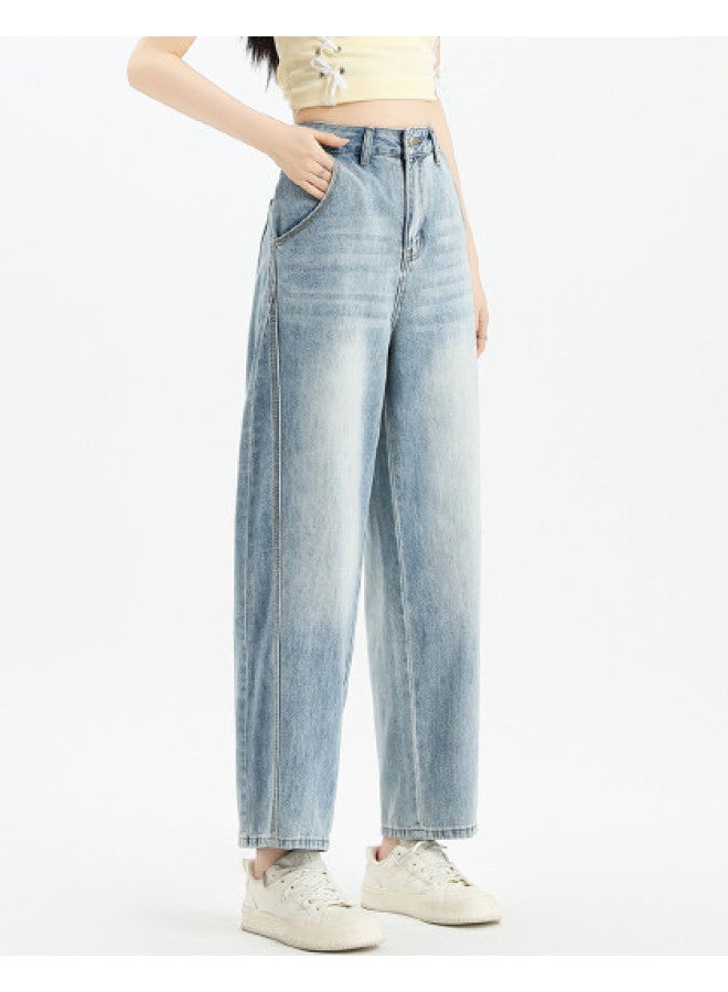 EPTISON Versatile Comfort Curve Jeans For Women - 2025 Summer Retro High-waisted Loose Fit Slimming Cropped Wide-leg Pants - Image 1