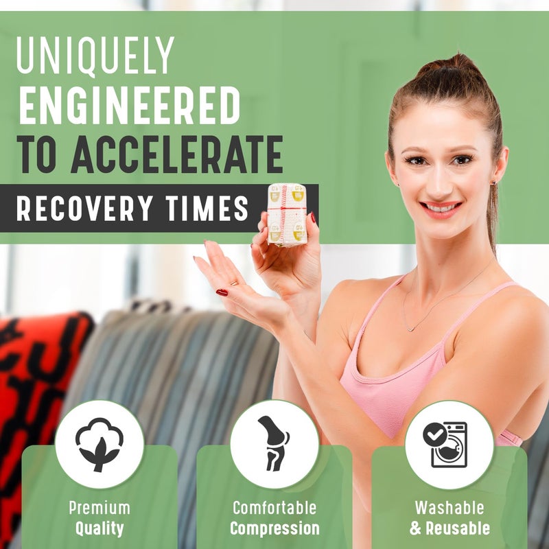 GT Premium Elastic Bandage Wrap (3" 2 Pack) - Hook & Loop Fasteners at Both Ends - Latex Free Hypoallergenic Compression Roll - Reusable Bandages for Waist, Legs, Elbow & Knee Wrap - Image 2