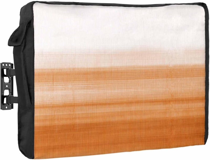 Orange White Gradient Waterproof Outdoor TV Cover, Abstract Ombre Texture Modern Art Outside Weatherproof TV Enclosures for 70 to 75 Inch LCD Television Shield Flat Screen Protectors - Image 1
