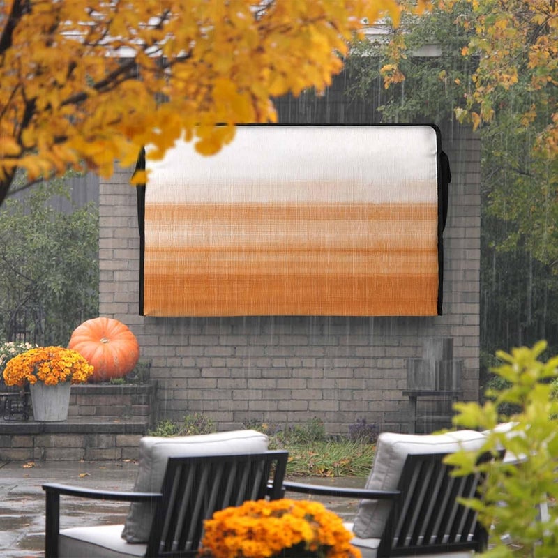 Orange White Gradient Waterproof Outdoor TV Cover, Abstract Ombre Texture Modern Art Outside Weatherproof TV Enclosures for 70 to 75 Inch LCD Television Shield Flat Screen Protectors - Image 2